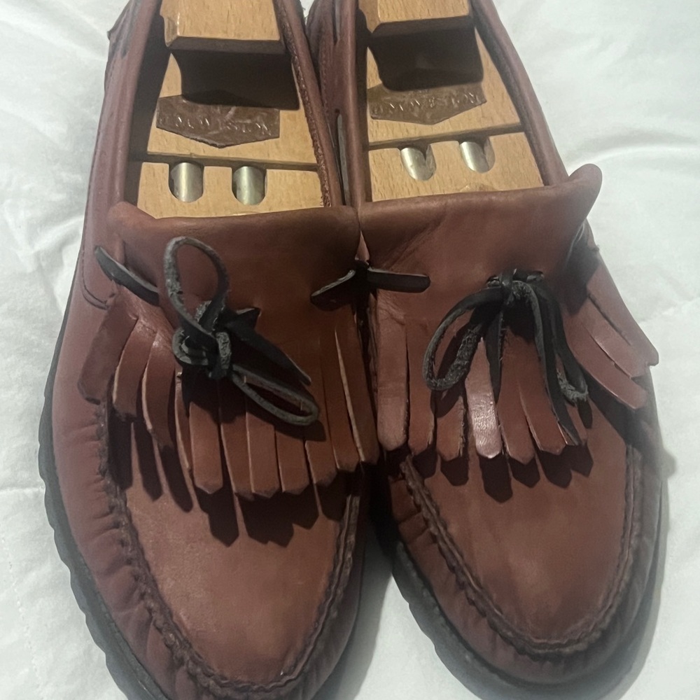 Camel Boots Chestnut Leather Loafers with Tassels , Made in Germany